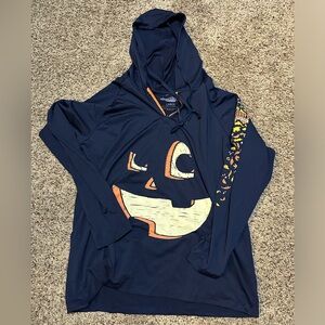 EUC Gourdys pumpkin run athletic 1/4 zip hooded long sleeve